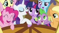 Ponies on train for Ponyville S3E2