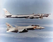 F-14 Tomcat VF-114 escorting TU-95 Bear