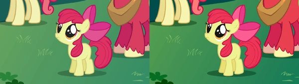 FANMADE Apple Bloom "Aren't you going to stay for brunch" S1E01 version comparison 2