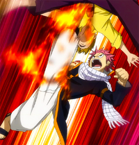 Natsu attacks Sabertooth
