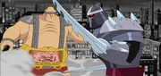 Krang and Ch'rel Shredder fight