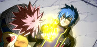 Jellal dando Natsu a Chama da Repreensão