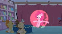 Pinkie Pie kicks stuff away S2E13