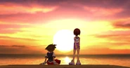 Sora and Kairi at sunset