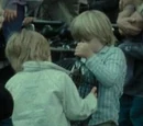 Unidentified blond twin boys at Platform Nine and Three Quarters