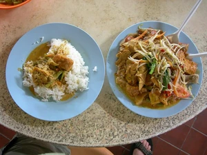 Sundaraporean food involving their famous curry