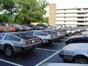 De Loreans lined up for the 2004 De Lorean Car Show.
