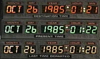 The DeLorean's time circuits as they appeared one minute after the first demonstration.