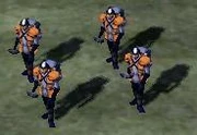 An Idle Grenadier squad upgraded with Composite Armour
