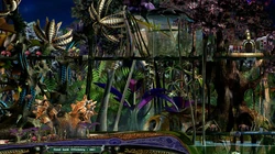 The Jungle Terrarium, showing the piranha pond at right and central area at left