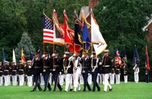USNA Color Guard parade at the USNA Military Command Headquarters.