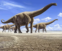 Painting depicting the titanosaur Argentinosaurus.