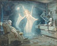 Early designs for the Blue Fairy show a lighter, more etherial character than ultimately appeared on the screen