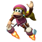 Dixie Kong in Donkey Kong Barrel Blasting.