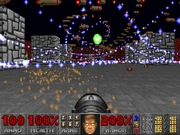 An example of a player using cheats in ZDoom. Note how the freeze command is being used to create art.
