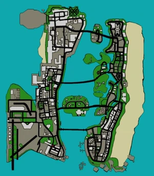 Un mapa de Vice City en Grand Theft Auto: Vice City Stories.