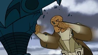 Mace Windu luchando con super droides de combate en Dantooine.