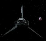 Los comandos rebeldes se acercan a Endor a bordo del transporte robado Tydirium.