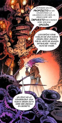 Vergere hablando con A'Sharad Hett.