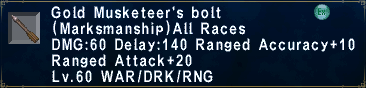 Gold Musketeer's Bolt