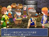 The party and Cid speaking with Takka in an early screenshot of the game.