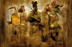 Thoth, Nephthys, Osiris, Set, Sebek.
