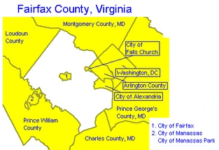 Map of Fairfax County and neighboring jurisdictions