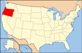 Map of the United States with Oregon highlighted