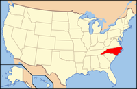 Map of the USA highlighting North Carolina