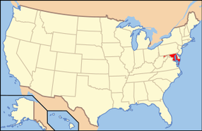 Map of the United States with Maryland highlighted