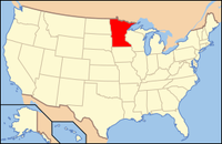 Map of the USA highlighting Minnesota