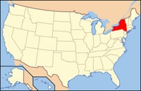 Map of the USA highlighting New York