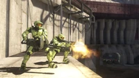 A Weapon team lays down suppresive fire