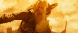 Albus Dumbledore battling the Inferi.