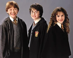 Ron, Harry and Hermione in their second year.