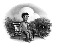 Harry being spied on by Dobby.