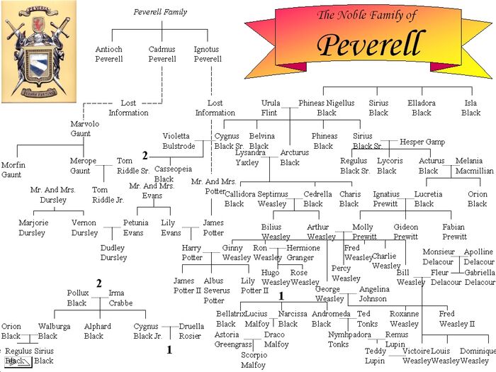 And yes, the Peverell family tree includes the Black family tree, as well as almost every major character in the series.