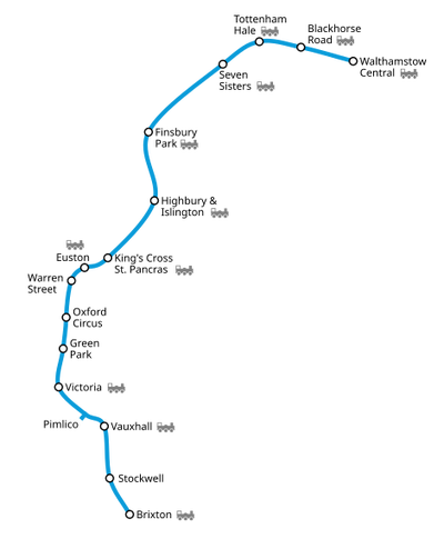 Geographically accurate map of the Victoria line