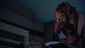 Wrex using his shotgun