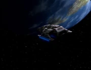 Die USS Rio Grande im Orbit von Rakhar.