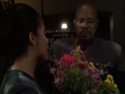 Captain Sisko endschuldigt sich mit Blumen.