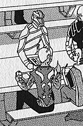 An Andorian and Breen eating in an alien prison