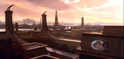 Cardassia's capital city with Dominion Headquarters in the background