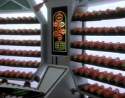 Several racks of harvesters