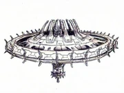 Early John Eaves concept art of the Monac shipyards