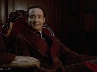 Data en Geordi in een Sherlock Holmes holoverhaal.