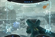 An in-game screenshot of Metroid Prime.