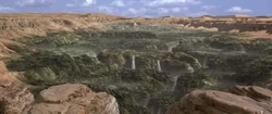 The Oasis of Ahm Shere as seen from a dirigible.