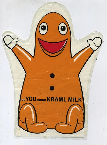 A plastic puppet of Wilkins made as a promotion for Kraml Milk.