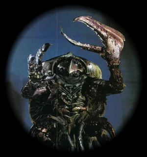A Garthim is prepared for filming, as seen in The World of the Dark Crystal